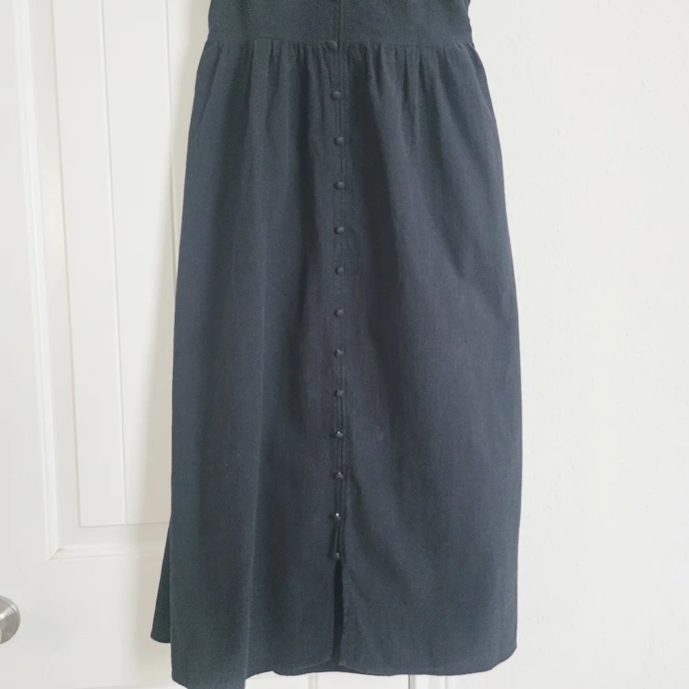 Universal Thread Black Midi Dress Button Front Tie Back – Size L - Picture 4 of 8